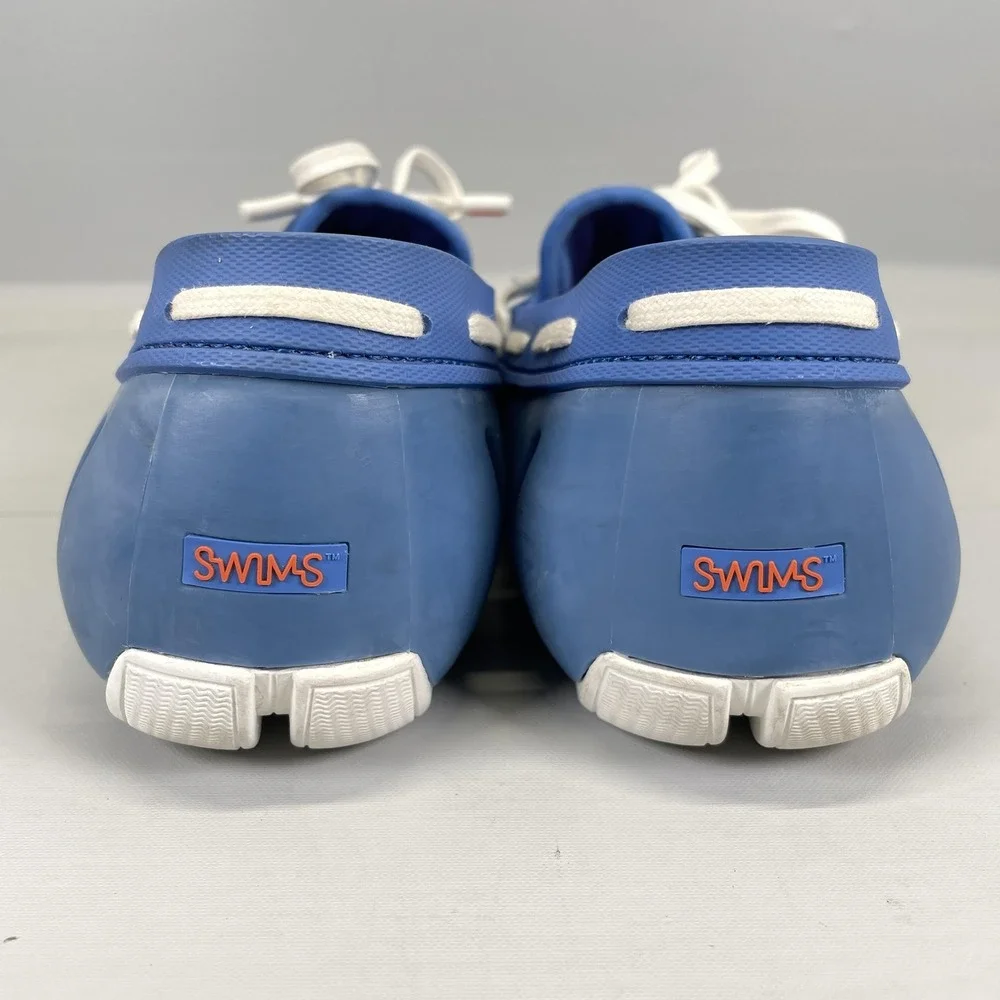 SWIMS Shoes Mens Size 9 Blue Lace Loafer Water Friendly Rubber Mesh Boat Driver